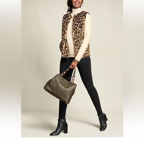 TALBOTS Soft Pebbled Leather Satchel Crossbody Shoulder Bag Olive Green Purse - Picture 1 of 16